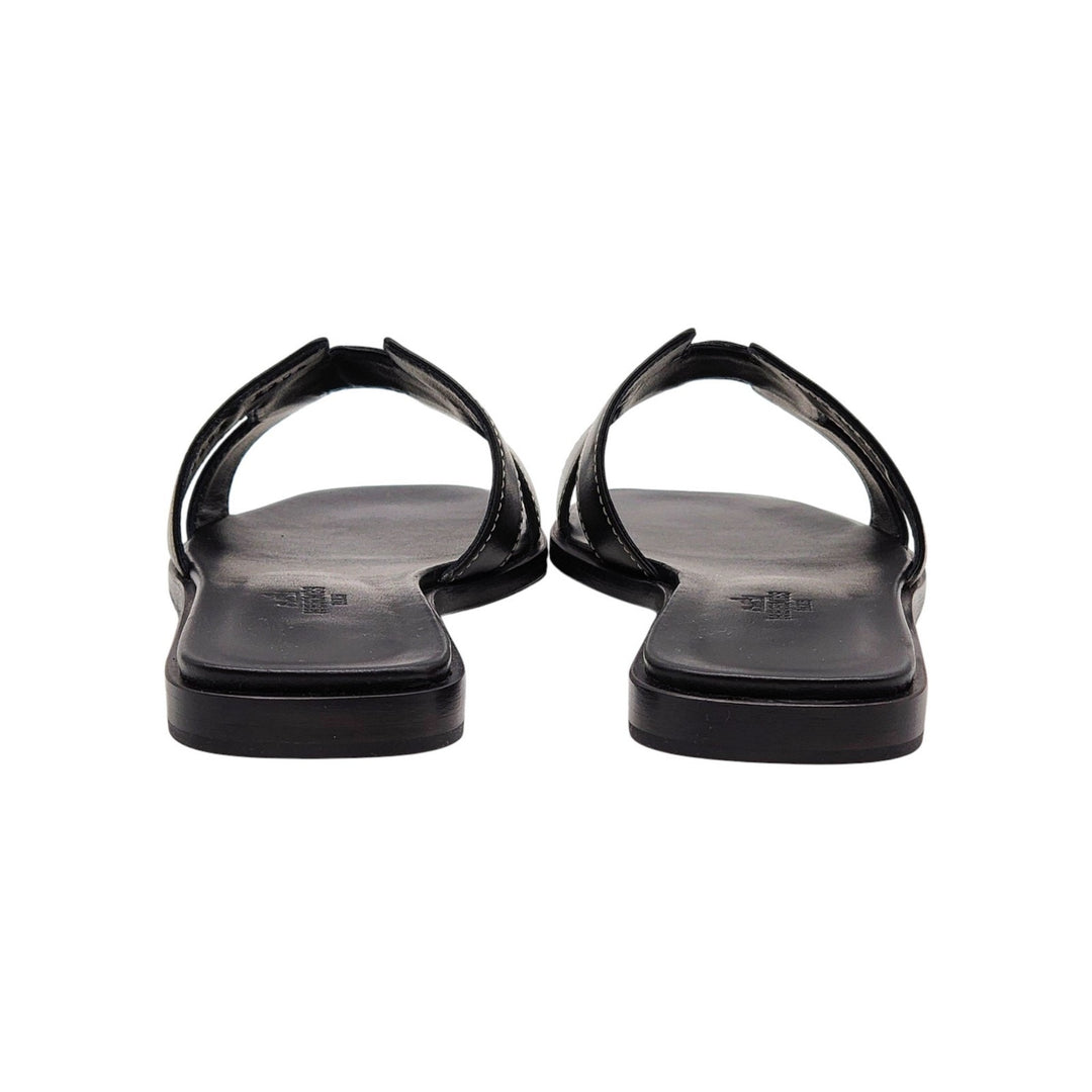 Hermes Oran Women's Leather Slide H Sandals Black EU 36 US 5.5 - New $840
