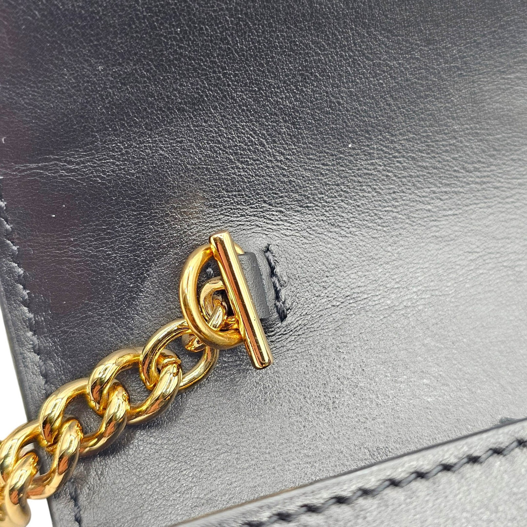 Gucci GG Marmont Leather Wallet on Chain WOC Shoulder Bag in Black