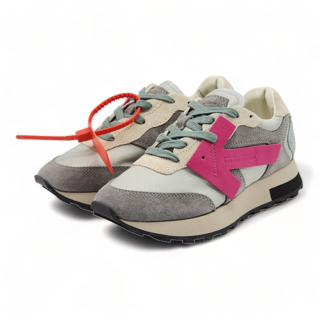 Off White Women s HG Runner Mixed Media Suede Sneakers Grey Fuchsia