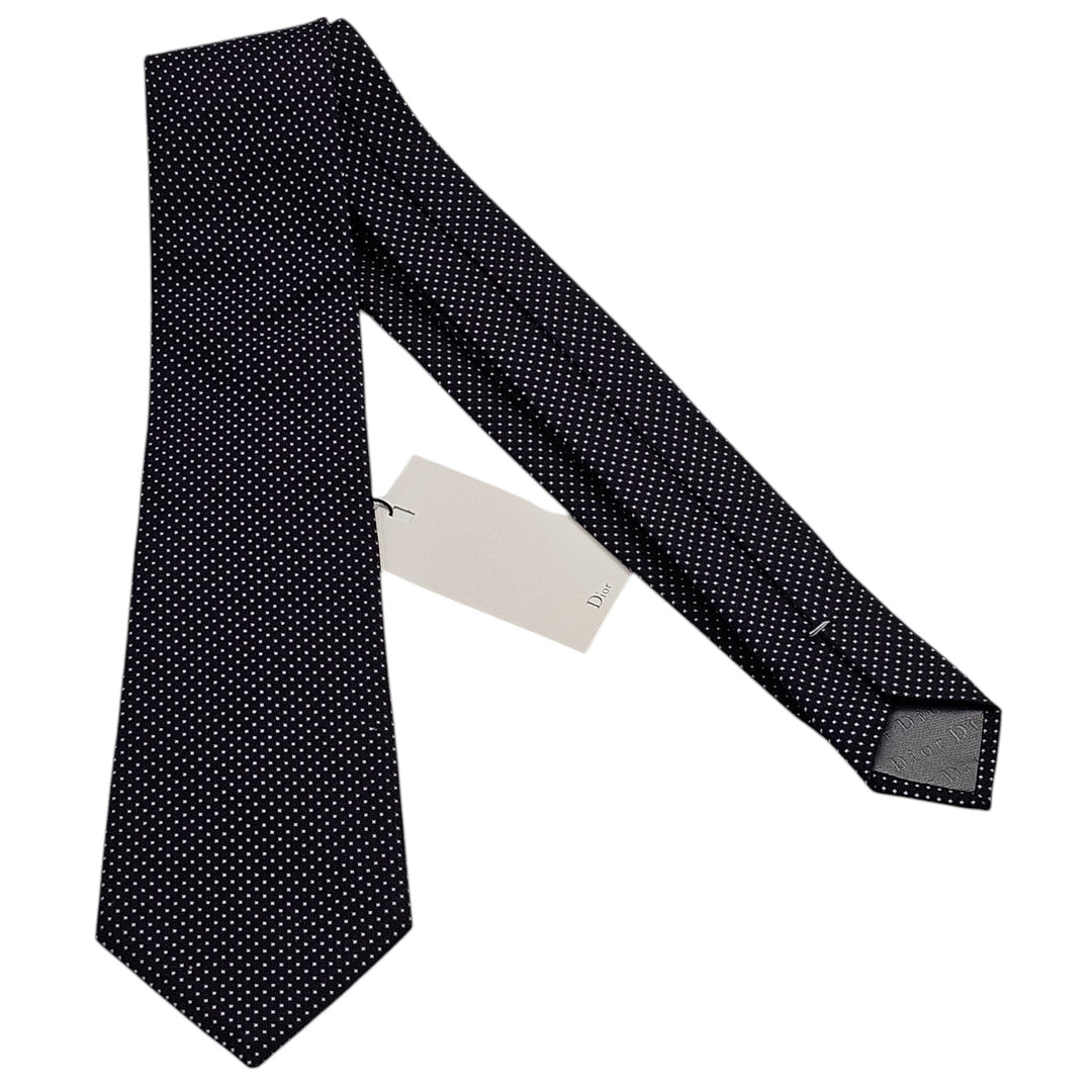 Christian Dior Silk Polka Classic Tie Necktie - Blue