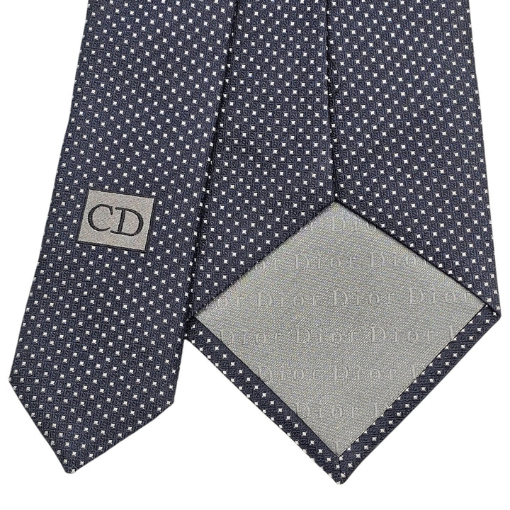 Christian Dior Silk Polka Classic Tie Necktie - Blue