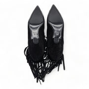 Saint Laurent Paris Blaze Fringe Leather Suede Ankle Boots