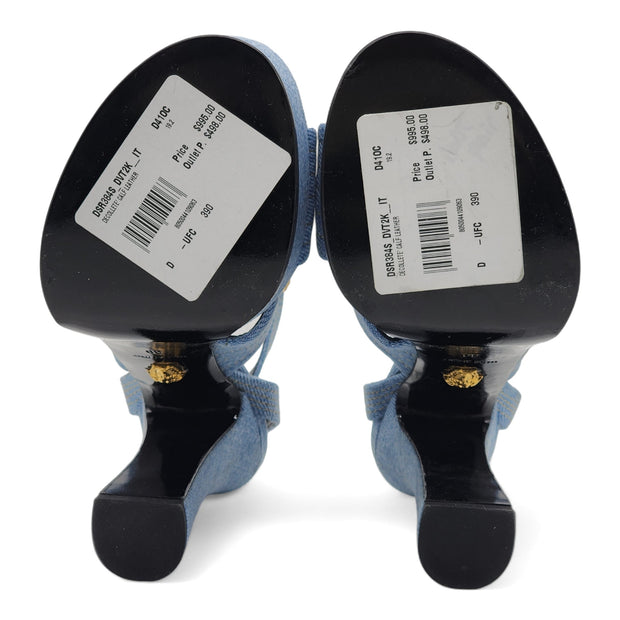 Versace Blue Denim High Heel Platform Sandals 39