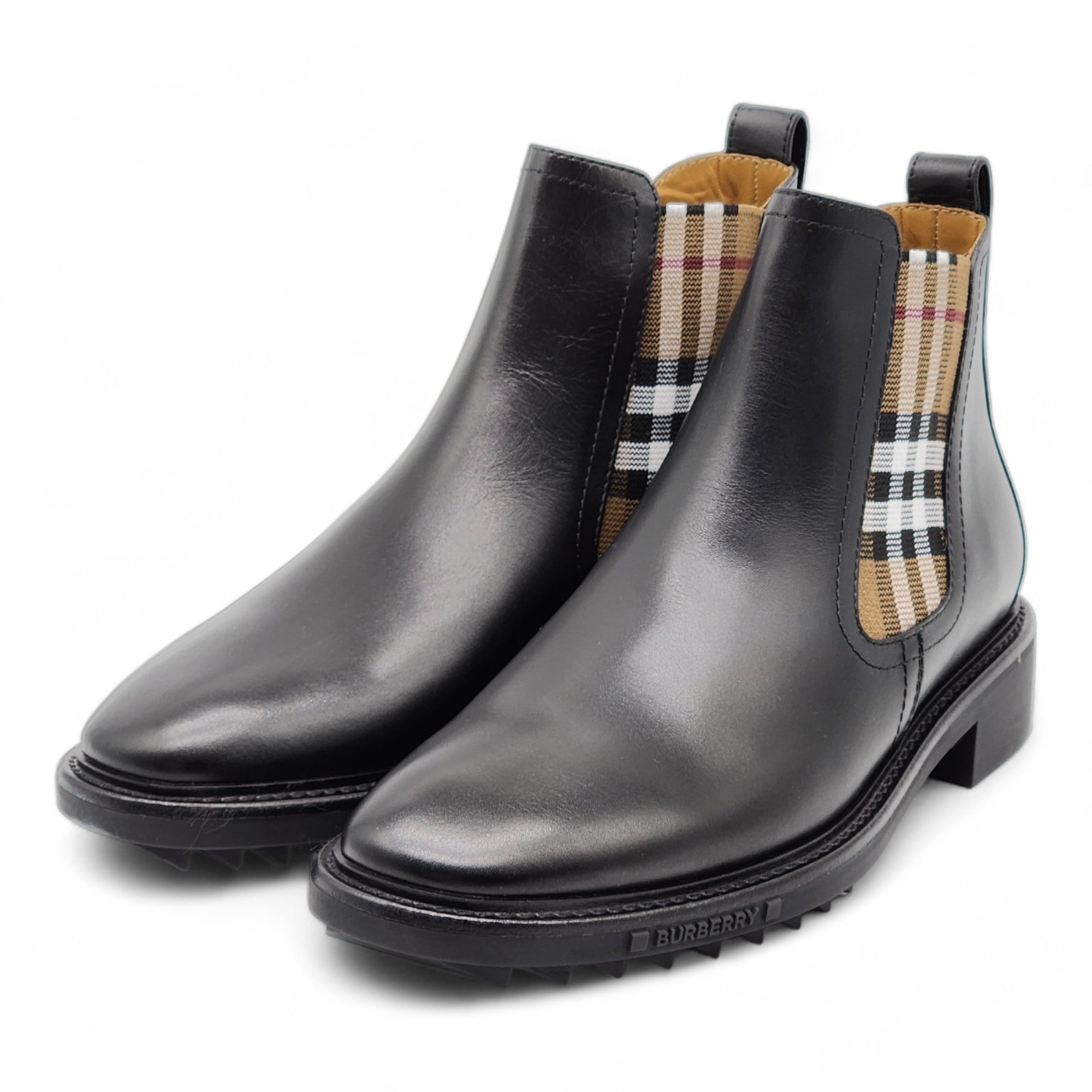 パリコレクション Burberry Vintage MAC – Boots Chelsea Leather Detail Check 靴