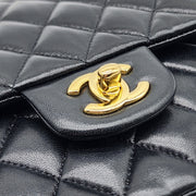 Chanel CC Classic Double Flap Lambskin Chain Shoulder Bag in Black