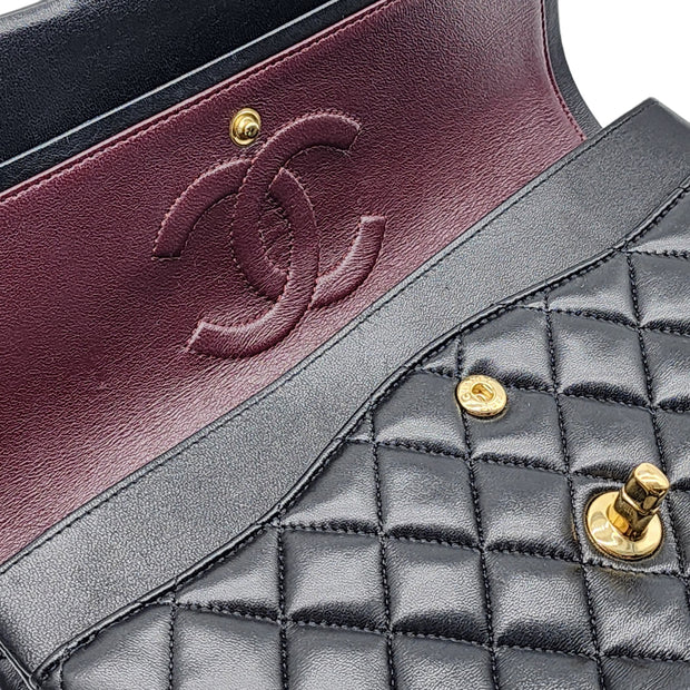 Chanel CC Classic Double Flap Lambskin Chain Shoulder Bag