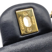 Chanel CC Classic Double Flap Lambskin Chain Shoulder Bag in Black
