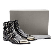 Alexander McQueen Studded Cage Leather Booties in Black 38