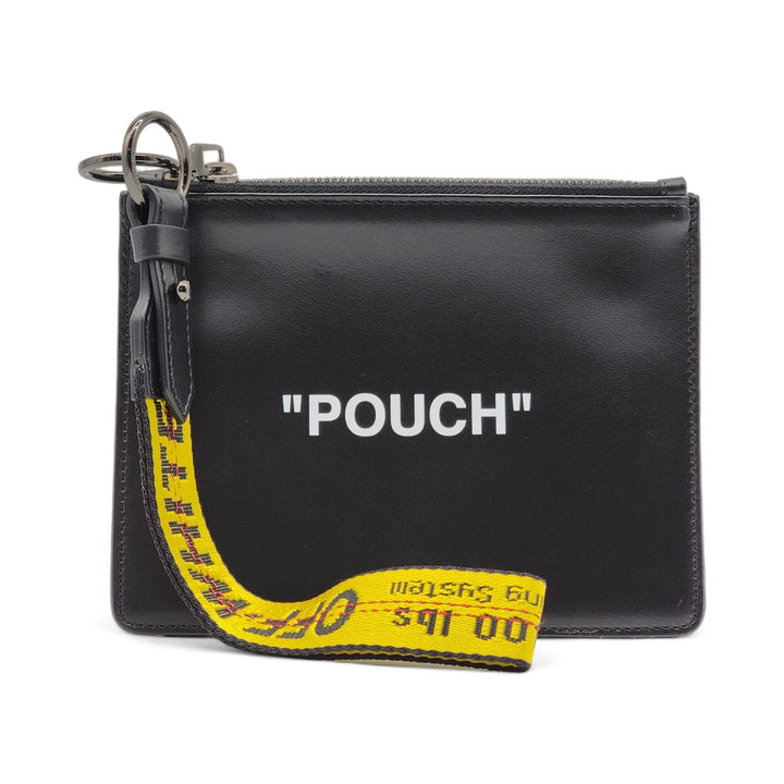 Off-White x Virgil Abloh Quotes "Pouch" Flat Double Flat Clutch in Black
