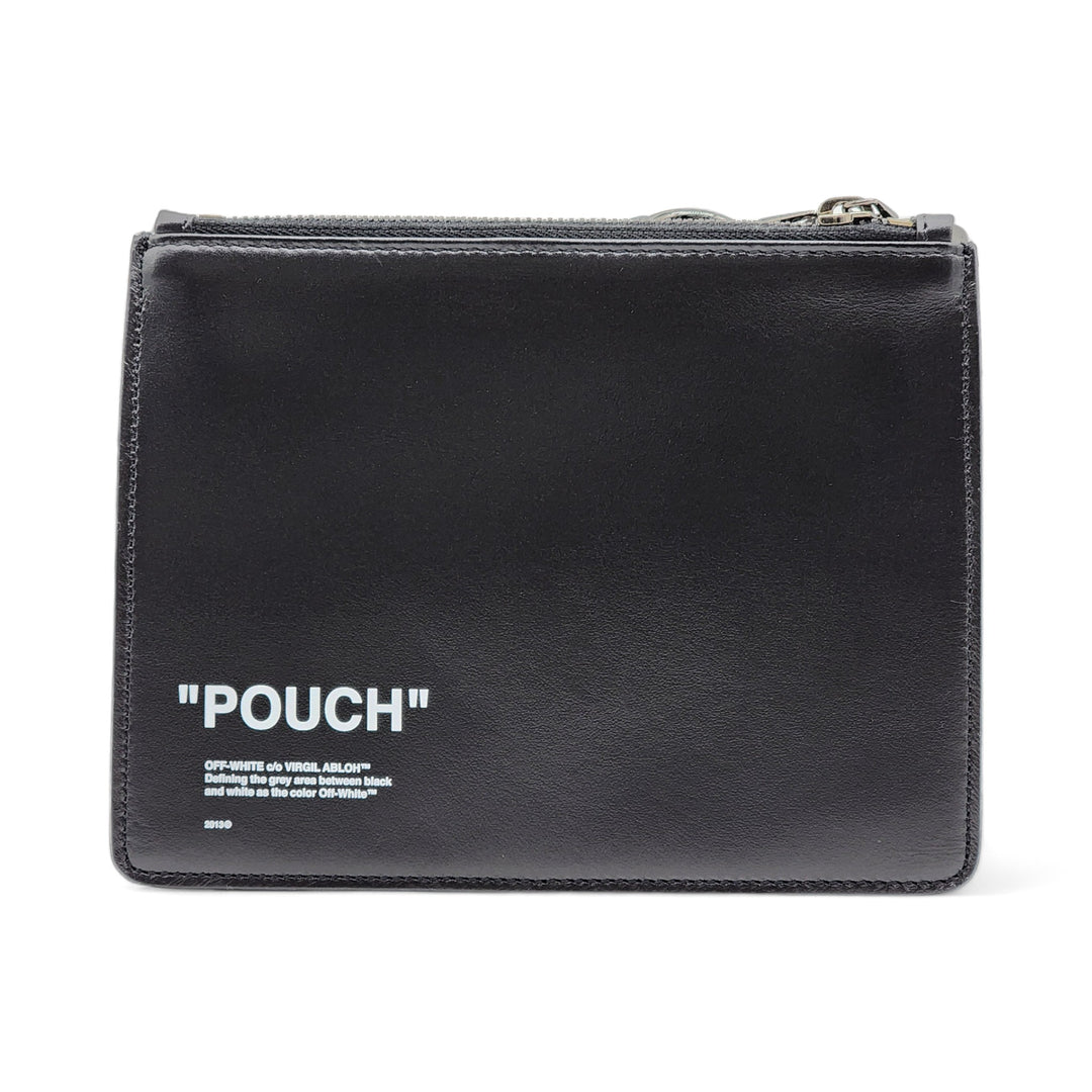 Off-White x Virgil Abloh Quotes "Pouch" Flat Double Flat Clutch in Black