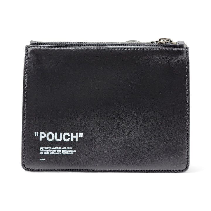 Off-White x Virgil Abloh Quotes "Pouch" Flat Double Flat Clutch in Black