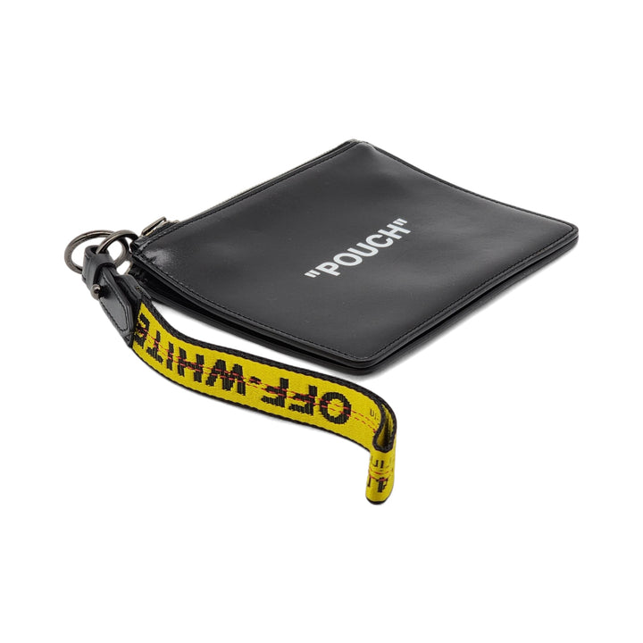 Off-White x Virgil Abloh Quotes "Pouch" Flat Double Flat Clutch in Black
