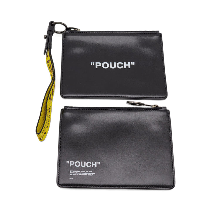 Off-White x Virgil Abloh Quotes "Pouch" Flat Double Flat Clutch in Black