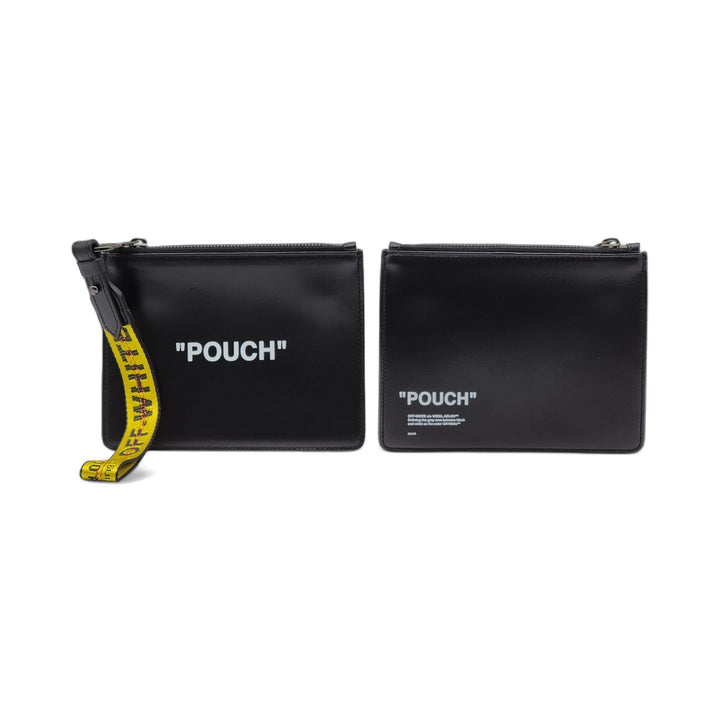 Off-White x Virgil Abloh Quotes "Pouch" Flat Double Flat Clutch in Black