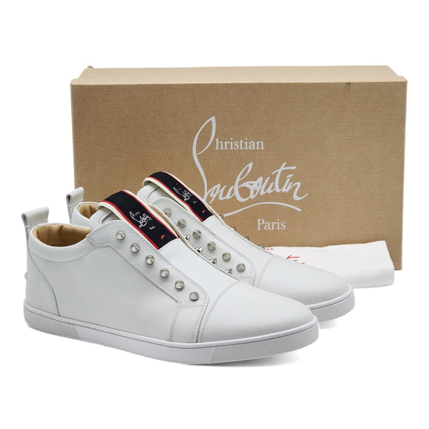 Christian Louboutin Men's F.A.V. Fique A Vontade Leather Slip On Sneakers in White
