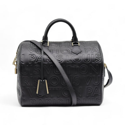 Louis Vuitton Embossed Leather Speedy Cube 30 Bag in Black