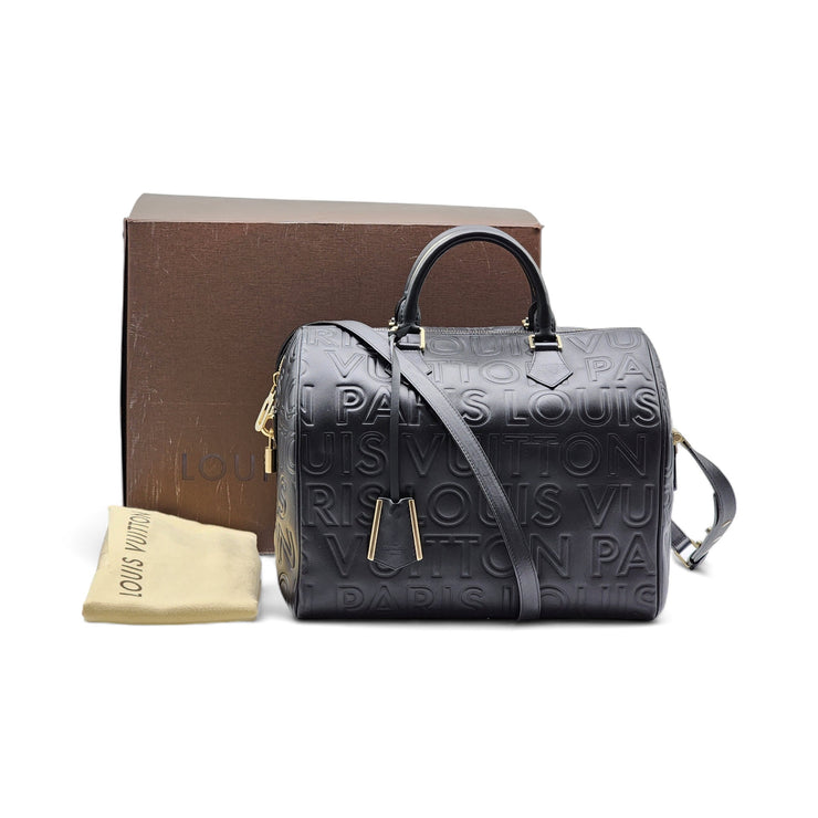 Louis Vuitton Embossed Leather Speedy Cube 30 Bag in Black