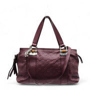 Gucci Guccissima Medium Bamboo Bar Shoulder Bag in Burgundy