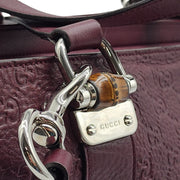 Gucci Guccissima Medium Bamboo Bar Shoulder Bag in Burgundy