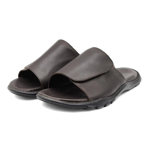 Zegna Leather Slides in Brown