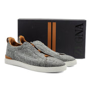 Zegna #UseTheExisting Triple Stitch Wool Sneakers in Gray