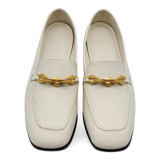 Jimmy Choo Diamond Tilda Loafers in White (37.5)