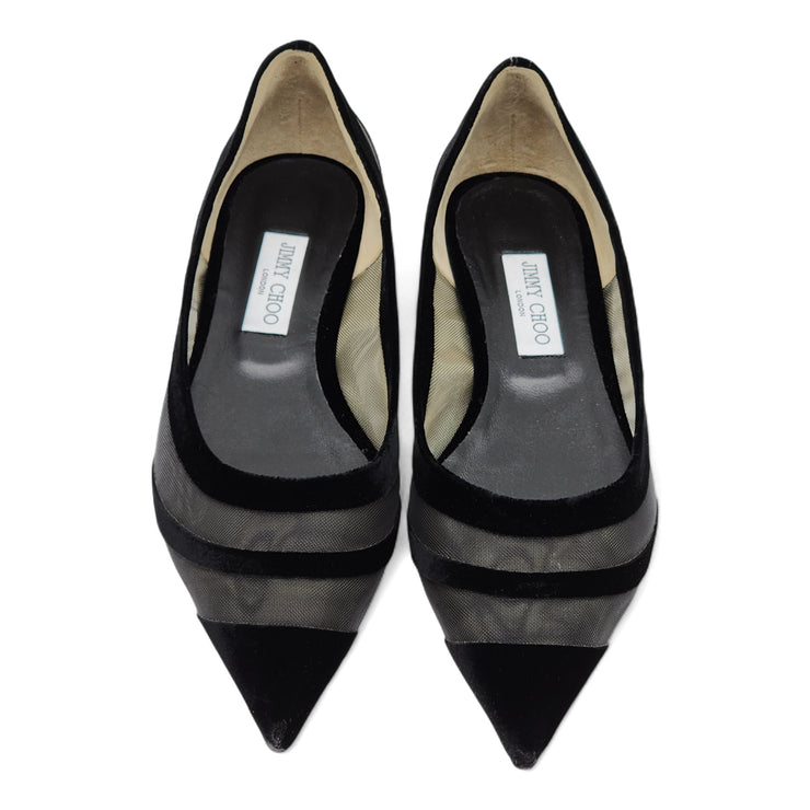 Jimmy Choo Love Tulle Flat Ballerina Shoes in Black (42)