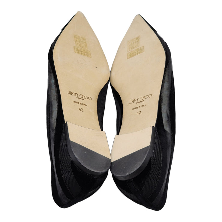 Jimmy Choo Love Tulle Flat Ballerina Shoes in Black (42)