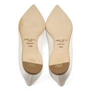 Jimmy Choo Love Embellished Satin Flat Ballerina Shoes in White (36.5)