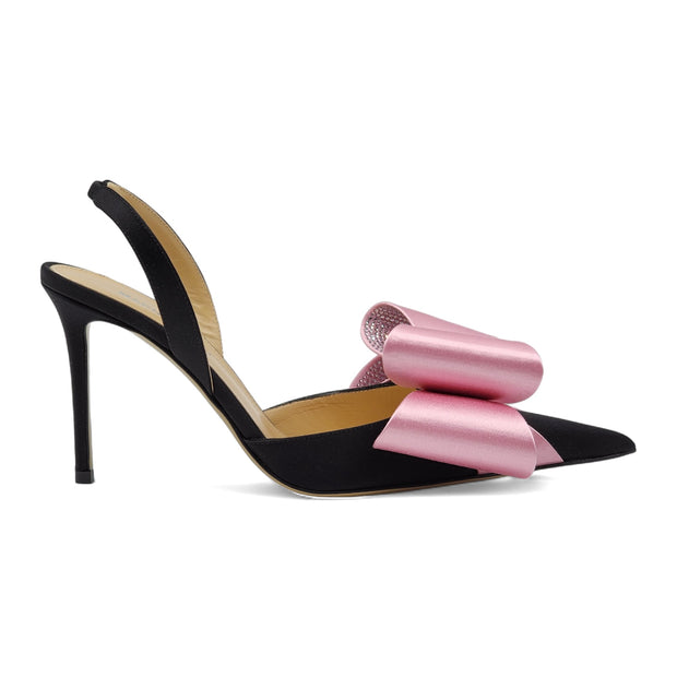 Mach & Mach Le Cadeau Satin Slingback Pumps 95mm in Black