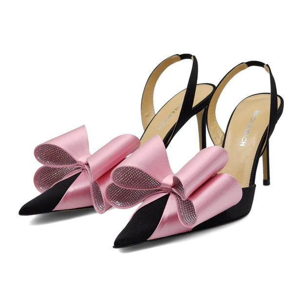 Mach & Mach Le Cadeau Satin Slingback Pumps 95mm in Black