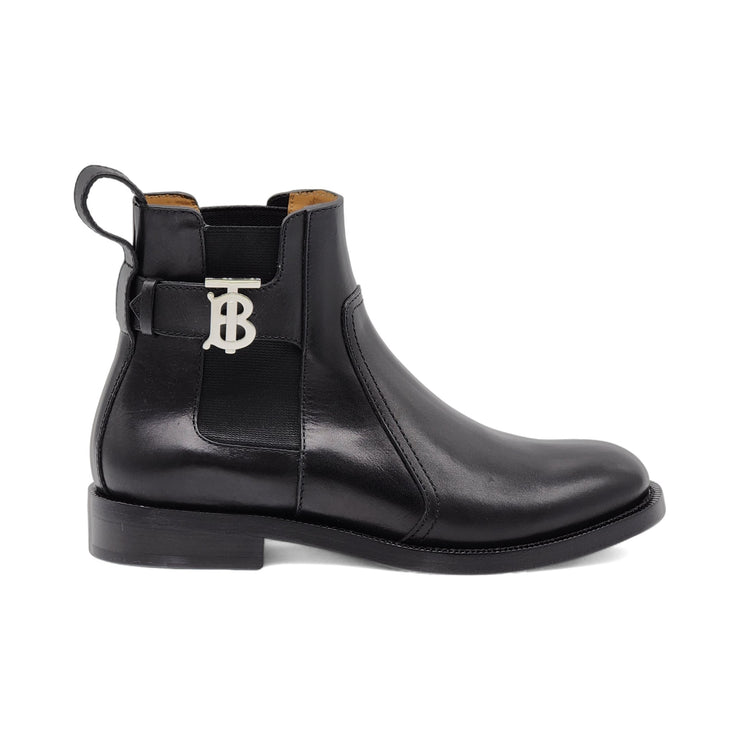 Burberry Luke TB Monogram Buckle Leather Chelsea Boot in Black