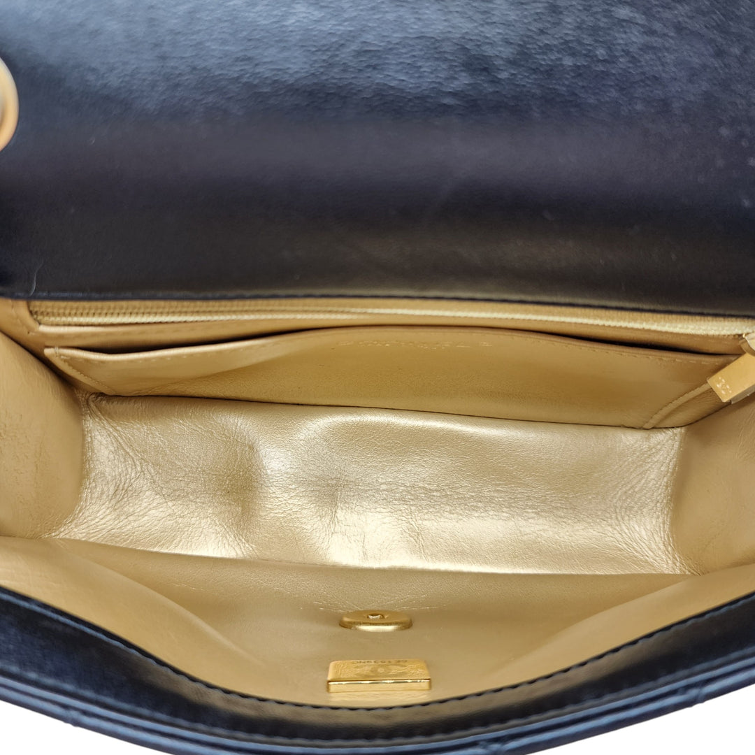 Chanel Quilted Lambskin Leather Pearl Crush Mini Flap Bag in Black