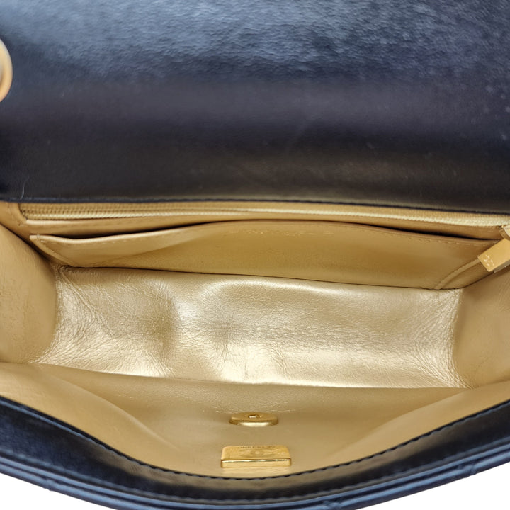 Chanel Quilted Lambskin Leather Pearl Crush Mini Flap Bag in Black