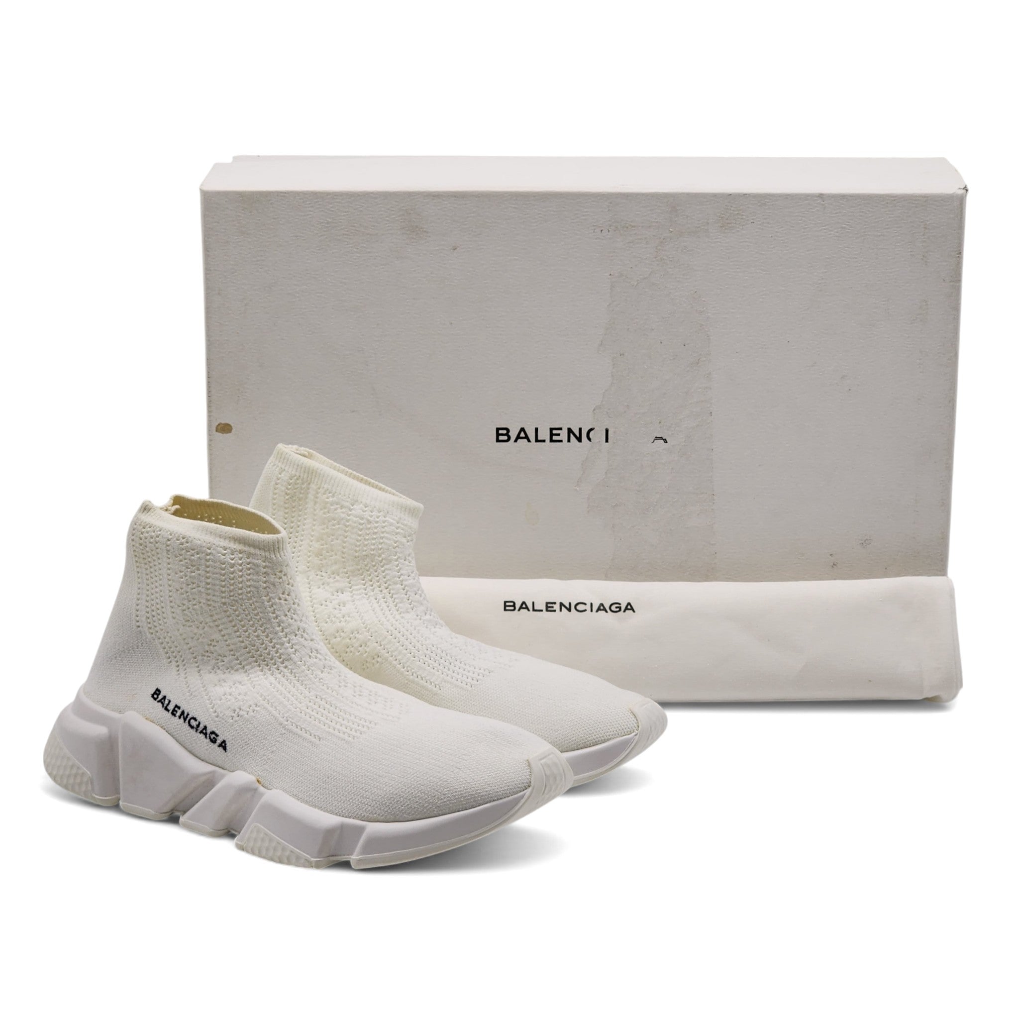 Balenciaga Speed Trainers Sock Sneakers - Knit Fabric - White 36