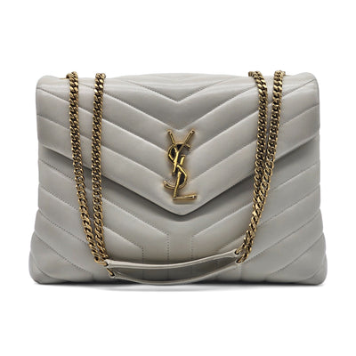 Saint Laurent Loulou Medium Shoulder Bag in Ivory