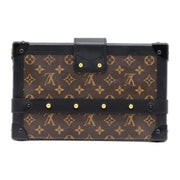 Louis Vuitton Monogram Petite Malle Trunk Clutch Shoulder Bag M45943 in Brown