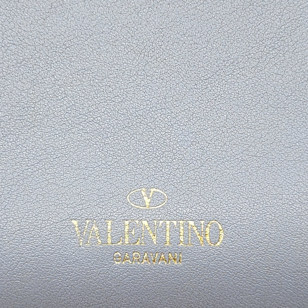 Valentino Rockstud Leather Ziparound Organizer Wallet in Light Blue