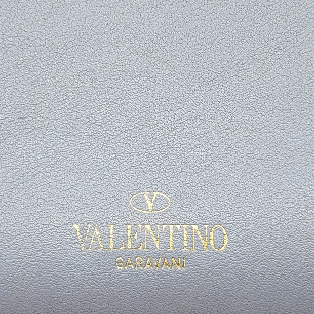 Valentino Rockstud Leather Ziparound Organizer Wallet in Light Blue