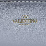 Valentino Rockstud Leather Ziparound Organizer Wallet in Light Blue