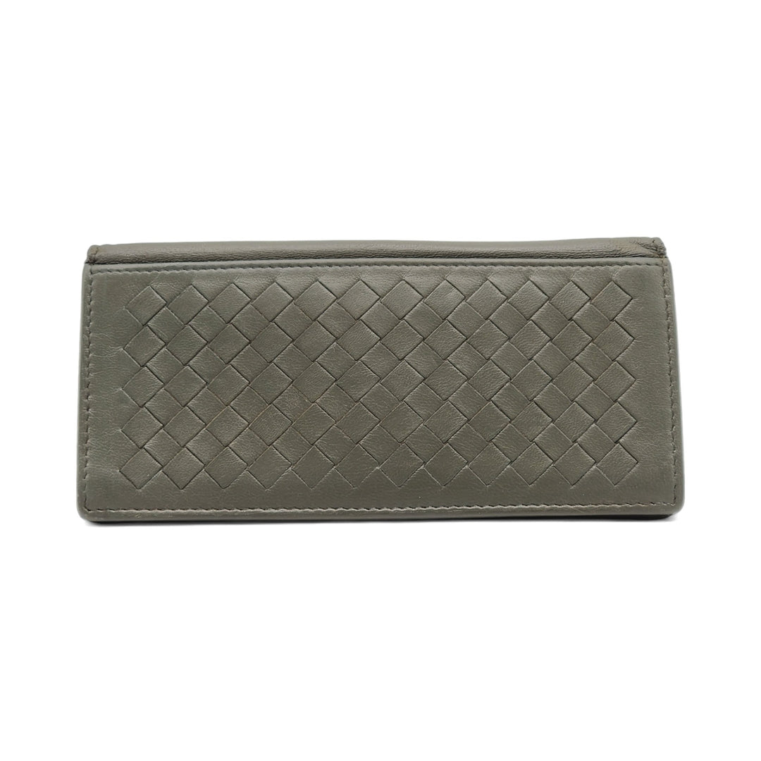 Bottega Veneta Nappa Intrecciato Bi-Fold Wallet in Gray Blue