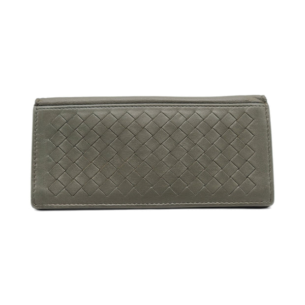 Bottega Veneta Nappa Intrecciato Bi-Fold Wallet in Gray Blue