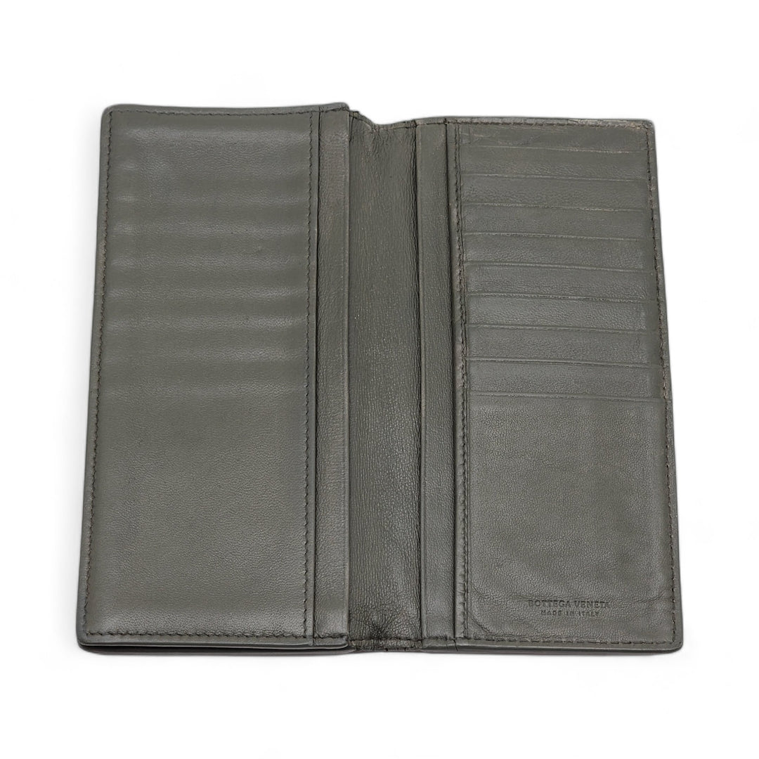 Bottega Veneta Nappa Intrecciato Bi-Fold Wallet in Gray Blue