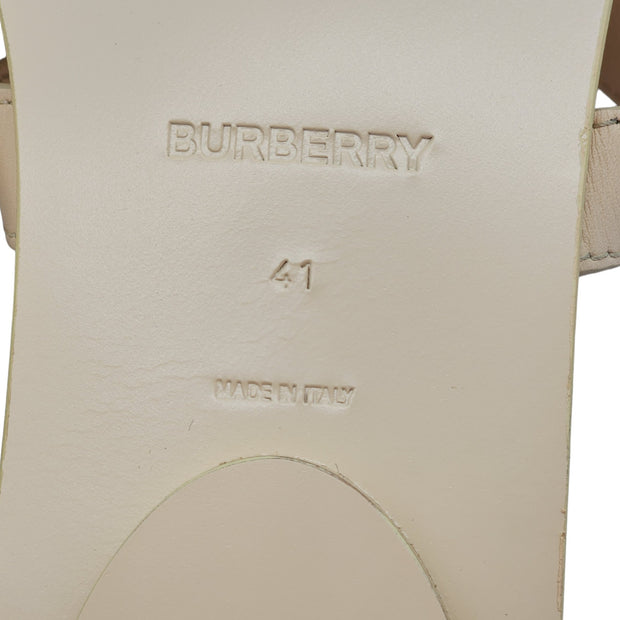 Burberry Honour Leather Flat Sandals in Pale Peach