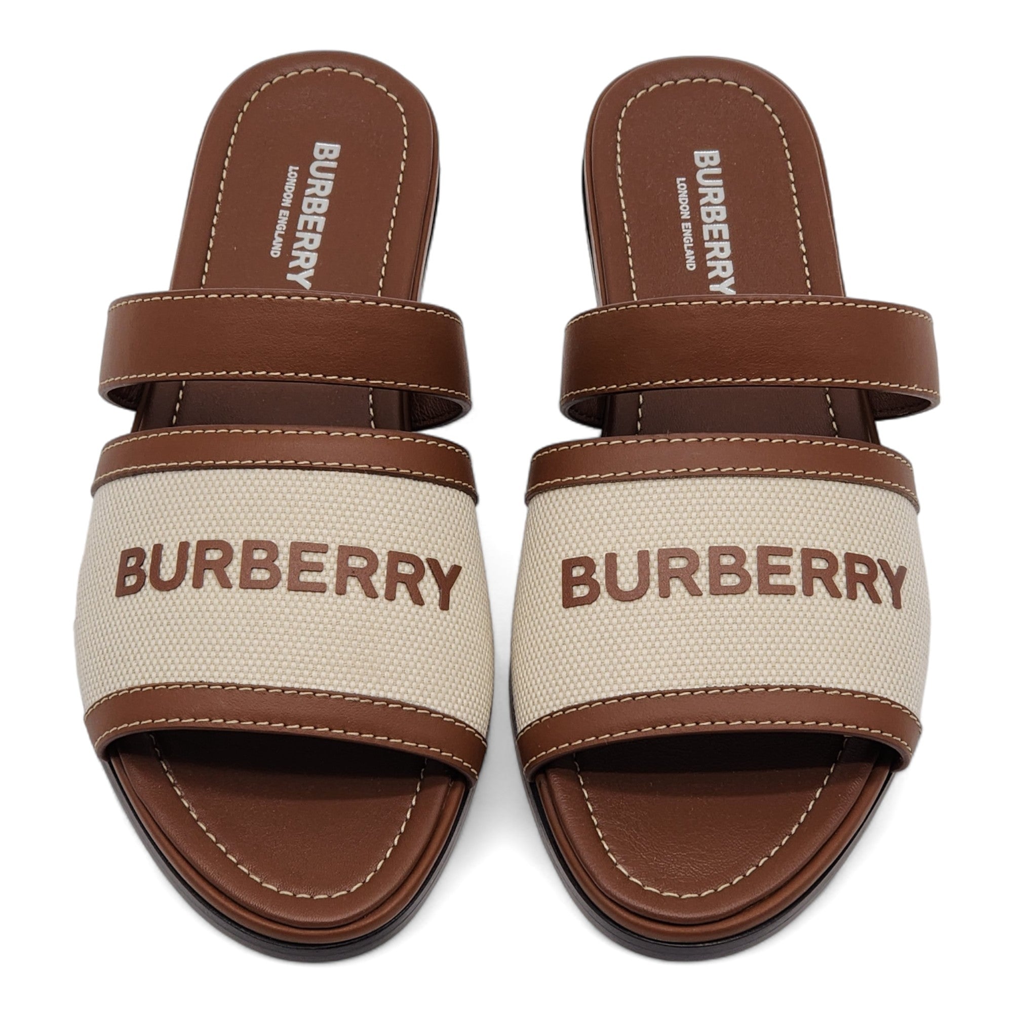 Burberry Honour Leather Flat Sandals in Brown (W) – MAC AND LOU