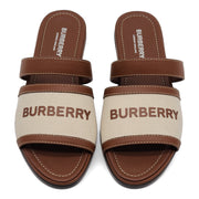 Burberry Honour Leather Flat Sandals in Brown (W)