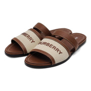 Burberry Honour Leather Flat Sandals in Brown (W)