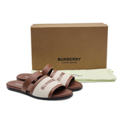 Burberry Honour Leather Flat Sandals in Brown (W)