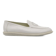 Giorgio Armani Vintage Nappa Leather Loafers with Embroidered Logo in White