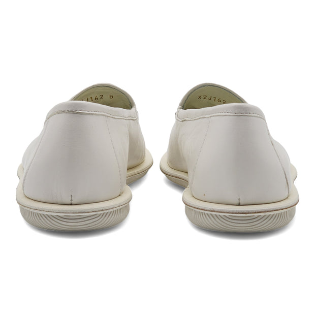 Giorgio Armani Vintage Nappa Leather Loafers with Embroidered Logo in White